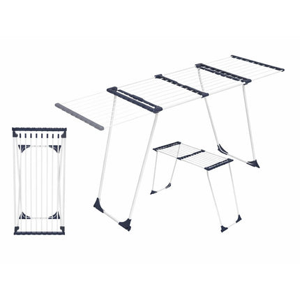 Μεταλλική Απλώστρα Ρούχων 20m 111–201x55x90cm με Επεκτεινόμενα Πλαϊνά & Μεγάλη Επιφάνεια Απλώματος 1 Τεμάχιο Άσπρο