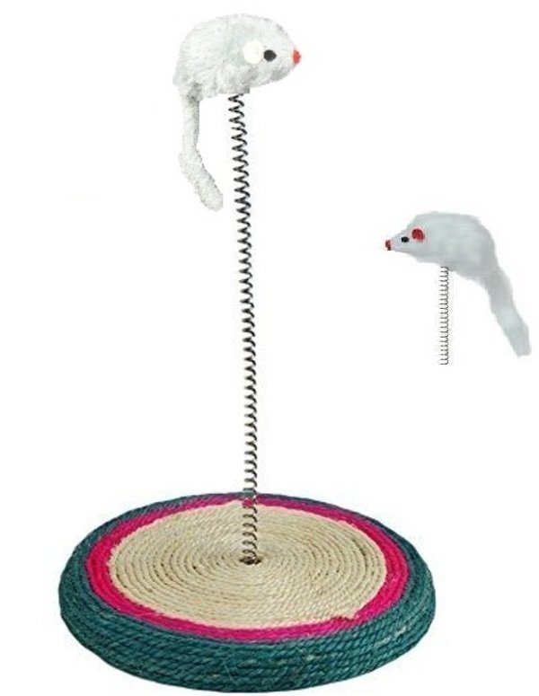 Γούνινο ποντίκι σε ελατήριο παιχνίδι γάτας