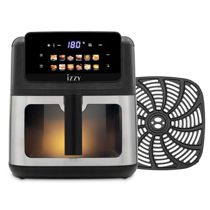 IZZY Ψηφιακή Φριτέζα Αέρος XL 9.2L 2200W με Διπλή Αντίσταση, 12 Προγράμματα & Παράθυρο Food Control IZ-8272 Inox/Μαύρο