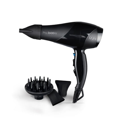 IZZY Procare Επαγγελματικό Πιστολάκι Μαλλιών έως 2600W με Φυσούνα, AC Motor, 3 Θερμοκρασίες, 2 Ταχύτητες & Κρύο Αέρα