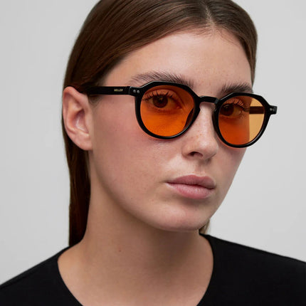 MELLER CHAUEN Unisex Γεωμετρικά Γυαλιά Ηλίου με Μαύρο Σκελετό και Πορτοκαλί Φακούς UV400 CH4-TUTORANGE Black Orange