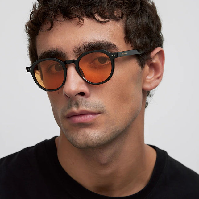 MELLER CHAUEN Unisex Γεωμετρικά Γυαλιά Ηλίου με Μαύρο Σκελετό και Πορτοκαλί Φακούς UV400 CH4-TUTORANGE Black Orange