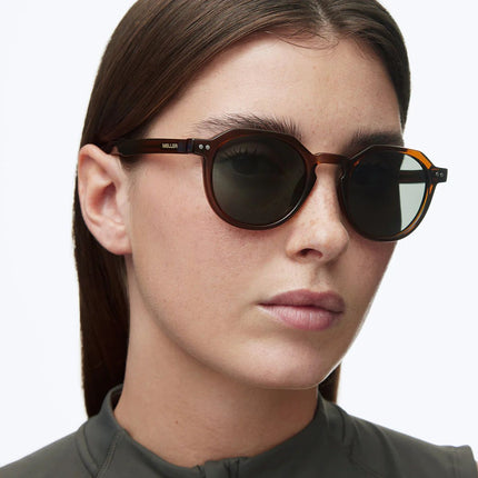 MELLER CHAUEN Unisex Γεωμετρικά Γυαλιά Ηλίου με Πορτοκαλί Σκελετό και Πράσινους Πολωτικούς Φακούς UV400 CH4-MUSTARDOLI Mustard Olive
