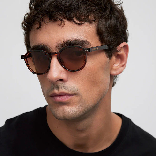 MELLER CHAUEN Unisex Γεωμετρικά Γυαλιά Ηλίου με Σκελετό Ταρταρούγα και Καφέ Polarized Φακούς UV400 CH4-TIGGBROWN Tigris Brown