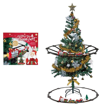 Σετ Ηλεκτρικό Τρενάκι Χριστουγεννιάτικου Δέντρου και Σιδηροδρόμος 88cm με Φως & Μουσική για Παιδιά 3+ Ετών
