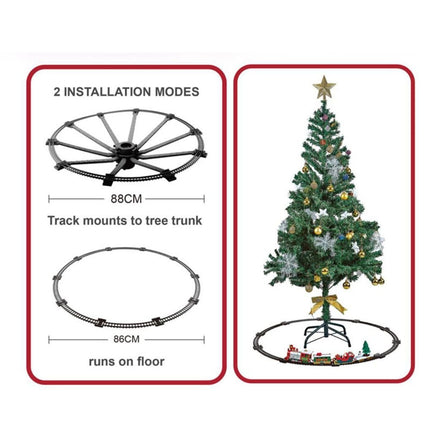 Σετ Ηλεκτρικό Τρενάκι Χριστουγεννιάτικου Δέντρου και Σιδηροδρόμος 88cm με Φως & Μουσική για Παιδιά 3+ Ετών