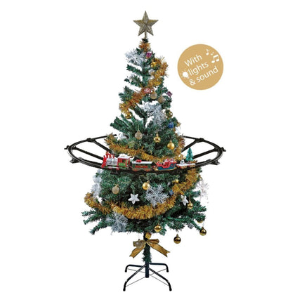 Σετ Ηλεκτρικό Τρενάκι Χριστουγεννιάτικου Δέντρου και Σιδηροδρόμος 88cm με Φως & Μουσική για Παιδιά 3+ Ετών