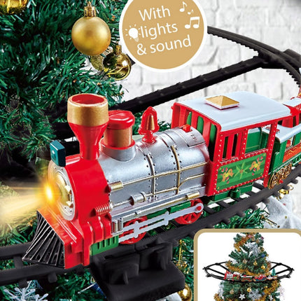 Σετ Ηλεκτρικό Τρενάκι Χριστουγεννιάτικου Δέντρου και Σιδηροδρόμος 88cm με Φως & Μουσική για Παιδιά 3+ Ετών