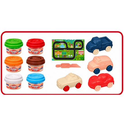 Magic Dough Funny Cars Σετ Πλαστελίνες με Αυτοκινητάκια 16 Τεμάχια 3+ Ετών