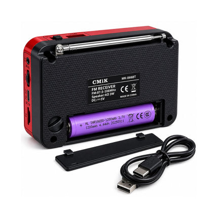 CMiK Πολυλειτουργικό Φορητό Ραδιόφωνο με Bluetooth, USB και Ηχείο MK-066BT