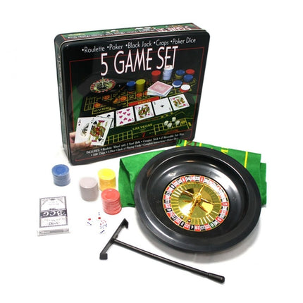 5 σε 1 Σετ Παιχνίδια Καζίνο 80629 Ρουλέττα, Πόκερ, Black Jack, Craps με Chips, Mats, Ζάρια, Κάρτες