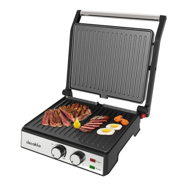 DECAKILA 2σε1 Επιτραπέζια Ηλεκτρική Γκριλιέρα/ Ψησταριέρα 2000W 29x24cm με Αντικολλητικές Πλάκες & Ρυθμιζόμενο Θερμοστάτη KEEC079M