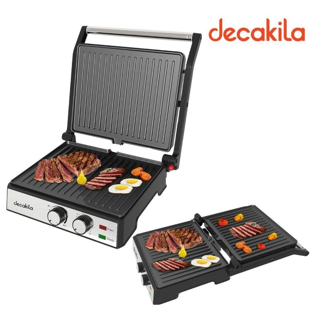 DECAKILA 2σε1 Επιτραπέζια Ηλεκτρική Γκριλιέρα/ Ψησταριέρα 2000W 29x24cm με Αντικολλητικές Πλάκες & Ρυθμιζόμενο Θερμοστάτη KEEC079M