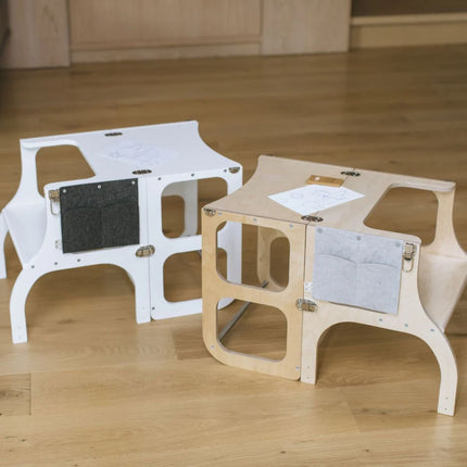 STEP’n’SIT® Montessori Βοηθητικός Πύργος και Τραπέζι 2 σε 1 Μετατρέψιμο Έπιπλο για Παιδιά 18+ Μηνών Ξύλο