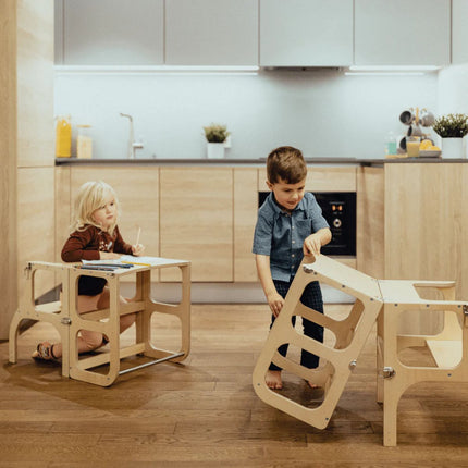 STEP’n’SIT® Montessori Βοηθητικός Πύργος και Τραπέζι 2 σε 1 Μετατρέψιμο Έπιπλο για Παιδιά 18+ Μηνών Ξύλο