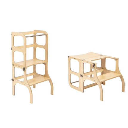 STEP’n’SIT® Montessori Βοηθητικός Πύργος και Τραπέζι 2 σε 1 Μετατρέψιμο Έπιπλο για Παιδιά 18+ Μηνών Ξύλο