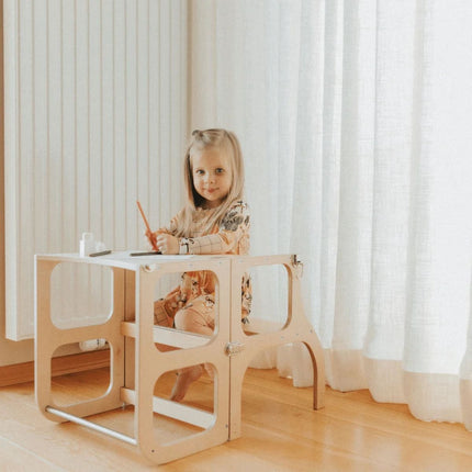 STEP’n’SIT® Montessori Βοηθητικός Πύργος και Τραπέζι 2 σε 1 Μετατρέψιμο Έπιπλο για Παιδιά 18+ Μηνών Ξύλο