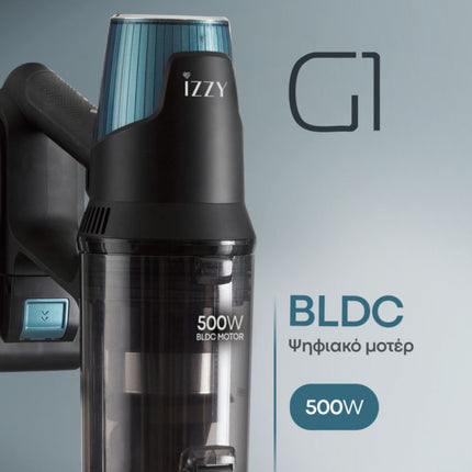 IZZY Galaxy G1 Επαναφορτιζόμενη Ασύρματη Σκούπα Stick & Χειρός 500W 28.8V με Χωρητικότητα Κάδου 1.4L, Power LED Smart Sensor & Αυτονομία έως 60 Λεπτά 224297 Μπλε