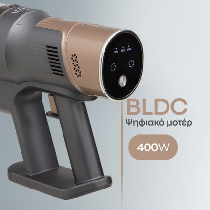 IZZY Galaxy Station G8 Επαναφορτιζόμενη Ασύρματη Σκούπα Stick & Χειρός 25.9V με 2 Μοτέρ 400W και 1000W, Κάδος 2L και Αυτονομία έως 45 Λεπτά 225063 Γκρι