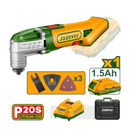JADEVER Σετ Πολυεργαλείο Μπαταρίας 20V με 6 Ρυθμίσεις Ταχύτητας, με Μπαταρία 1.5Ah, Φορτιστή και Αξεσουάρ