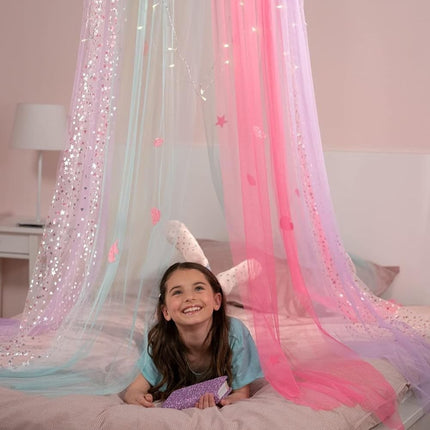CREATIVE Magic Dream Πολύχρωμη Τέντα Ονείρων με Τούλι, Λαμπάκια LED & Διακοσμητικά για Παραμυθένιο Παιδικό δωμάτιο