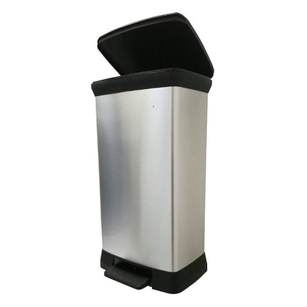 CURVER Deco 50L Κάδος Απορριμμάτων με Πεντάλ, Αντιχαρακτικό Μεταλλικό Φινίρισμα &amp; Αντιοσμικό Καπάκι