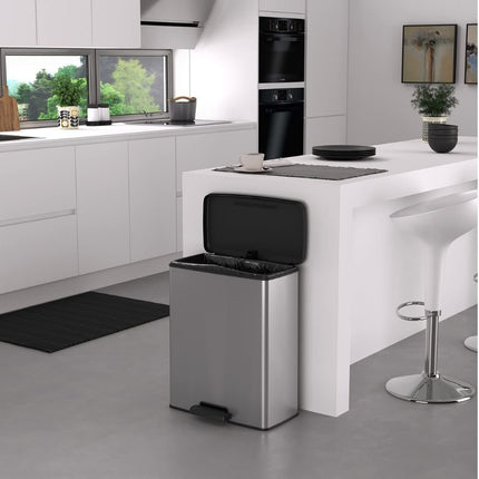 Curver Deco Κάδος Απορριμμάτων 65L με Πεντάλ, Ασημί, Με Soft Close &amp; Anti-Fingerprint Επένδυση