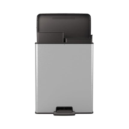 Διπλός Κάδος Ανακύκλωσης Curver Deco 2x26L με Πεντάλ, Μεταλλική Όψη, Αθόρυβο Κλείσιμο