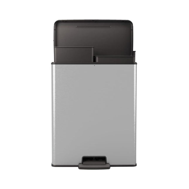 Διπλός Κάδος Ανακύκλωσης Curver Deco 2x26L με Πεντάλ, Μεταλλική Όψη, Αθόρυβο Κλείσιμο