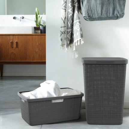 CURVER Jute Καλάθι Απλύτων με Καπάκι 58L Γκρι