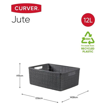 CURVER Jute Καλάθι Αποθήκευσης ”M” 36 X 28 X 14cm Γκρι