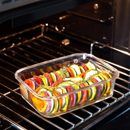 CURVER Smart Cook Ορθογώνιο Γυάλινο Δοχείο Φαγητού με Αεροστεγές Καπάκι Κατάλληλο για τον Φούρνο 2.5L
