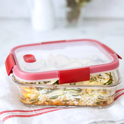 CURVER Smart Cook Ορθογώνιο Γυάλινο Δοχείο Φαγητού με Αεροστεγές Καπάκι Κατάλληλο για τον Φούρνο 3.7L