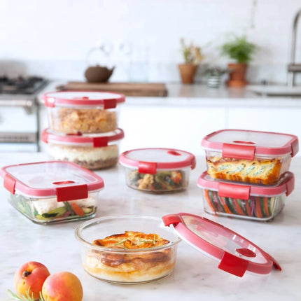 CURVER Smart Cook Στρογγυλό Γυάλινο Δοχείο Φαγητού με Αεροστεγές Καπάκι Κατάλληλο για τον Φούρνο 1.2L