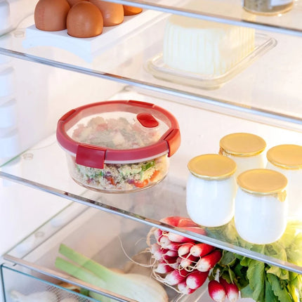 CURVER Smart Cook Στρογγυλό Γυάλινο Δοχείο Φαγητού με Αεροστεγές Καπάκι Κατάλληλο για τον Φούρνο 1.2L