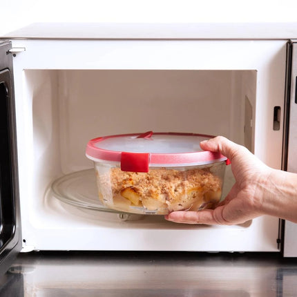 CURVER Smart Cook Στρογγυλό Γυάλινο Δοχείο Φαγητού με Αεροστεγές Καπάκι Κατάλληλο για τον Φούρνο 1.2L