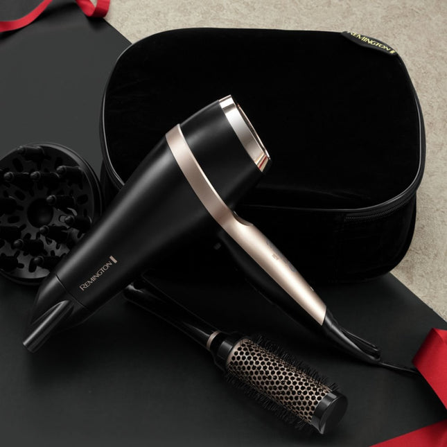 Remington Salon Smooth Σετ Δώρου Σεσουάρ Μαλλιών με Ιοντική Κεραμική Γρίλια, 2 Ρυθμίσεις Ταχύτητας και Αξεσουάρ Styling D6940GP