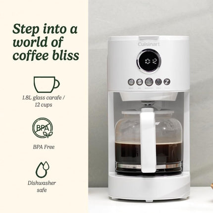 CUISINART Drip Neutrals Collection Αυτόματη Προγραμματιζόμενη Καφετιέρα Φίλτρου 1100W 1.8L Χωρίς BPA σε Χρώμα Άσπρο, Καφές με Άρωμα Πολυτέλειας & Ζεστασιάς