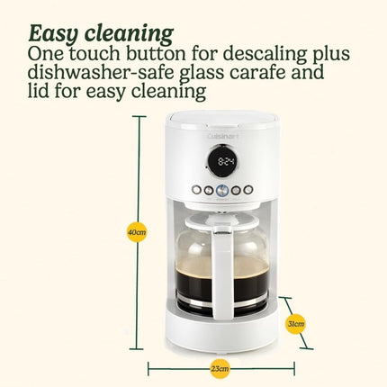 CUISINART Drip Neutrals Collection Αυτόματη Προγραμματιζόμενη Καφετιέρα Φίλτρου 1100W 1.8L Χωρίς BPA σε Χρώμα Άσπρο, Καφές με Άρωμα Πολυτέλειας & Ζεστασιάς