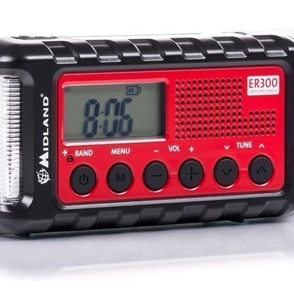 Midland ER300 Ηλιακό Powerbank Έκτακτης Ανάγκης με FM Ραδιοσυχνότητες, Δυναμό Φόρτισης στο πίσω μέρος &amp; Φακό