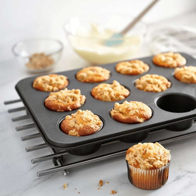 Decakila Αντικολλητική Φόρμα για Muffins 12 Θέσεων 35×26.5×3cm, Μαύρο KMTT080B