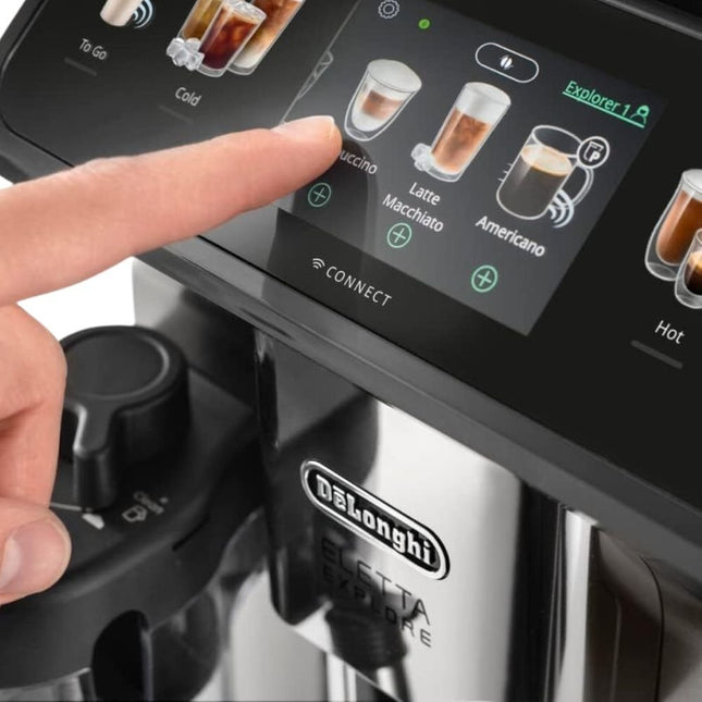 Delonghi Eletta Explore Αυτόματη Καφετιέρα 19bar με LatteCrema Hot & Cool, Cold Brew σε 5’ & Bean Adapt Technology, ECAM450.86.T