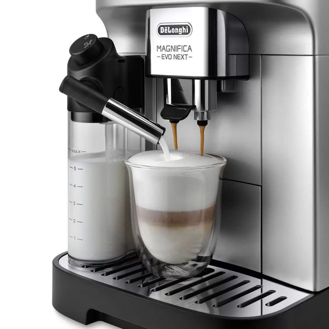 Delonghi Magnifica Evo Next Αυτόματη Καφετιέρα Espresso 15bar με LatteCrema Hot, Μύλο 13 Επιπέδων & Αφρόγαλα με Ένα Άγγιγμα, Ασημί ECAM310.80.SB