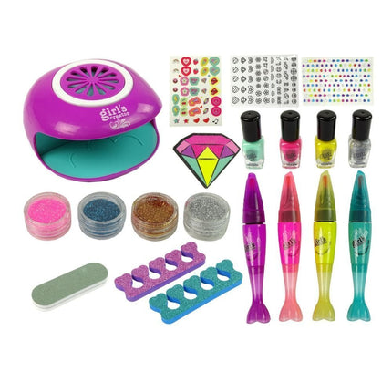 Ολοκληρωμένο Παιδικό Σετ Μανικιούρ Δημιουργίας Νυχιών με Στεγνωτήρα, Βερνίκια, Glitter & Αυτοκόλλητα