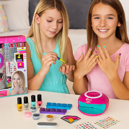 Ολοκληρωμένο Παιδικό Σετ Μανικιούρ Δημιουργίας Νυχιών με Στεγνωτήρα, Βερνίκια, Glitter & Αυτοκόλλητα
