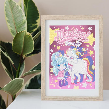 DIAMANTINY Magical Friends Πίνακας Μονόκερου Μαγικοί Φίλοι με 3D Πολύτιμες Πέτρες 6+ Ετών