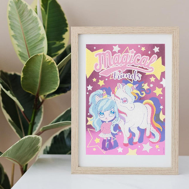 DIAMANTINY Magical Friends Πίνακας Μονόκερου Μαγικοί Φίλοι με 3D Πολύτιμες Πέτρες Δημιούργησε το δικό σου Ψηφιδωτό Εργο