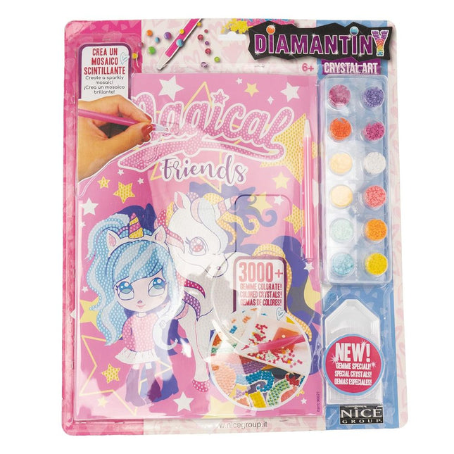 DIAMANTINY Magical Friends Πίνακας Μονόκερου Μαγικοί Φίλοι με 3D Πολύτιμες Πέτρες Δημιούργησε το δικό σου Ψηφιδωτό Εργο