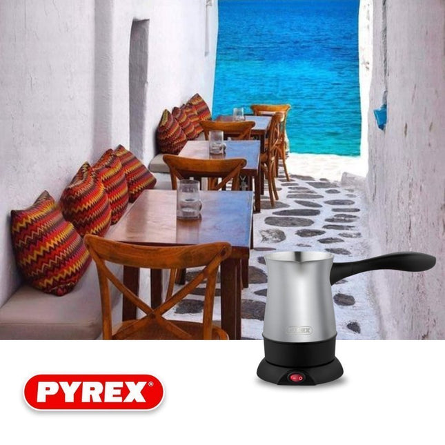 Pyrex Ηλεκτρικό Μπρίκι Inox 800W 400ml με Αισθητήρα Υπερχείλισης & XL Χωρητικότητα Inox