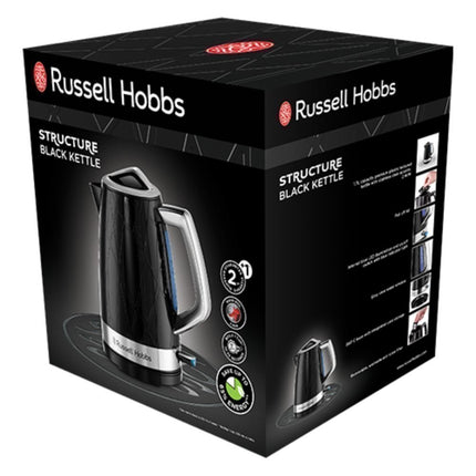 Ηλεκτρικός βραστήρας Russell Hobbs 28081 Structure – Βραστήρας Xωρίς Kαλώδιο, Σύγχρονης Σχεδίασης, με Προστασία Γρήγορου Βρασμού και Στεγνώματος, 1,7 λίτρα, 3000 W, Μαύρο